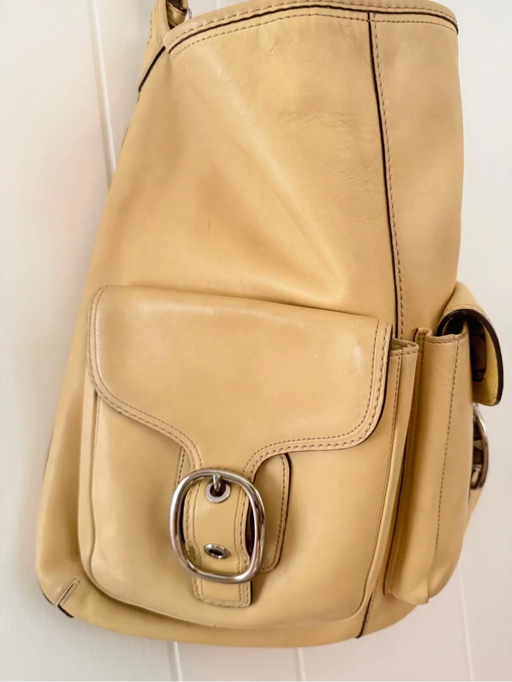 Vintage Coach Bleecker Leather Extra Large Duffle Shoulder Bag Yellow F13356